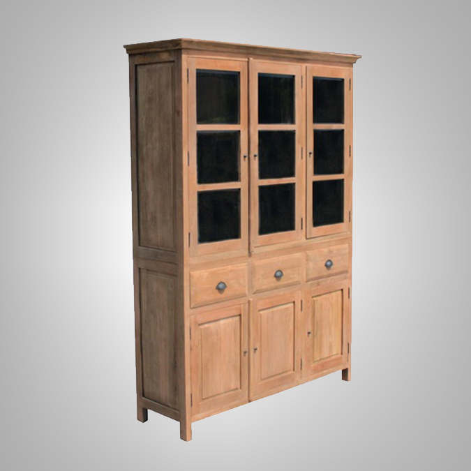 Bali Cupboard 3 Glass Doors 3 Drawers 3 Wooden Doors