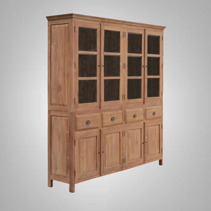 Bali Cupboard 4 Glass Doors 4 Drawers 4 Wooden Door