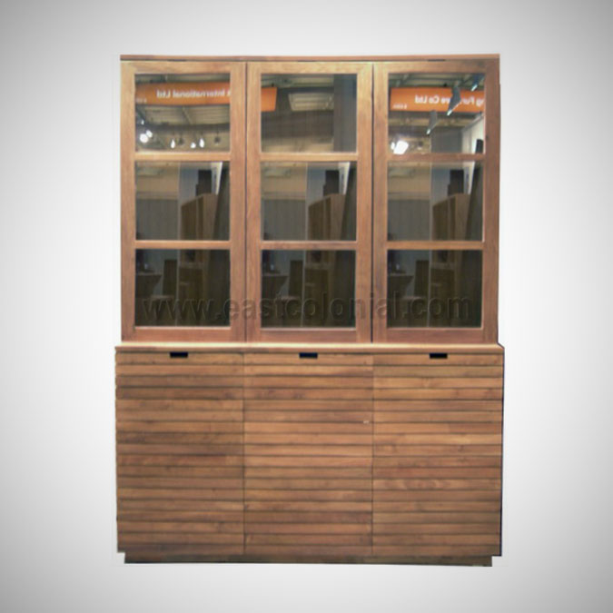 Slats Cupboard Vitrine 3 Glass Doors 3 Wooden Doors