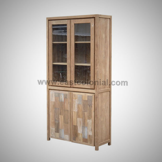 Mozaik Cupboard 2 Glass Doors 2 Wooden Doors