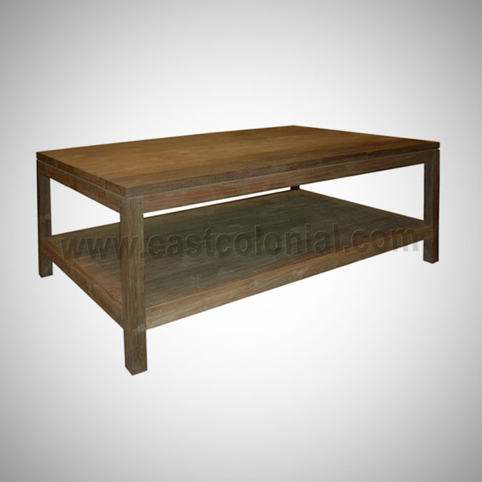 Slat Coffee Table Square Medium with Shelf