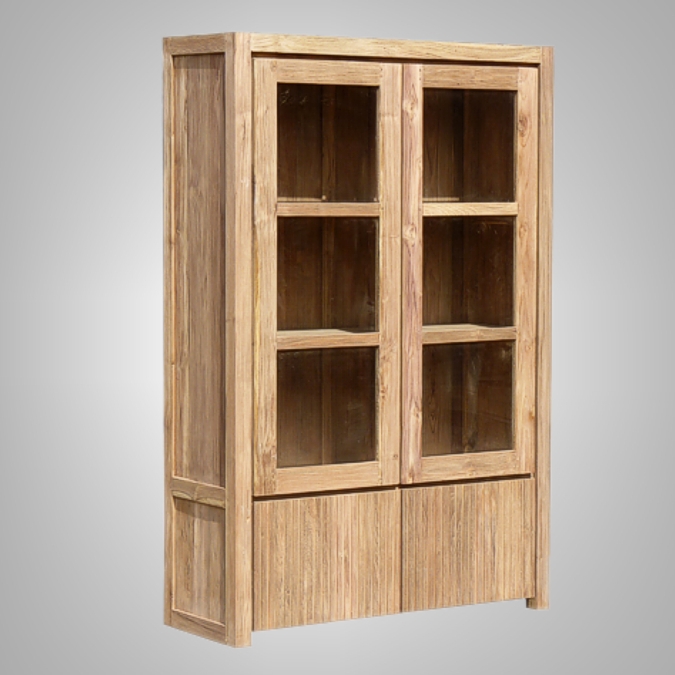 Groove Cupboard With 2 Wooden Doors 2 Glass Doors