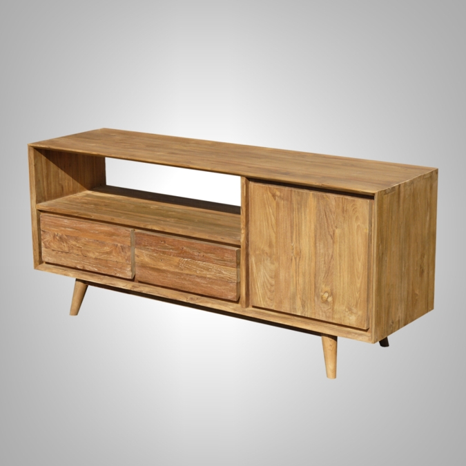 Retro Tv Rack 1 Door 2 Drawers