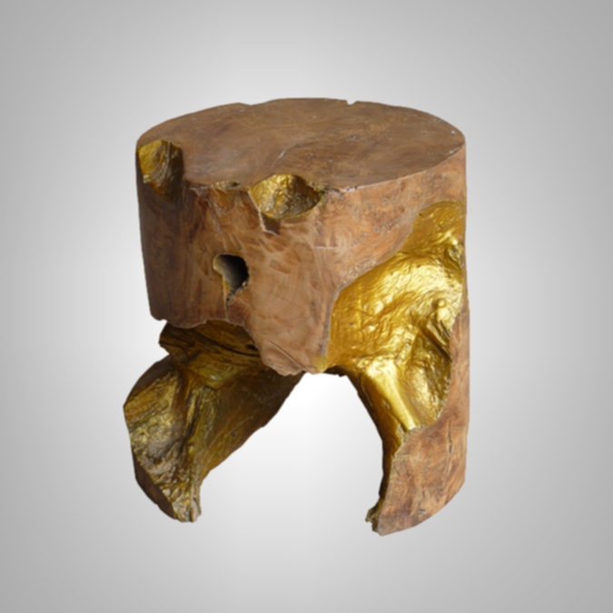 Stool Log Round Gold