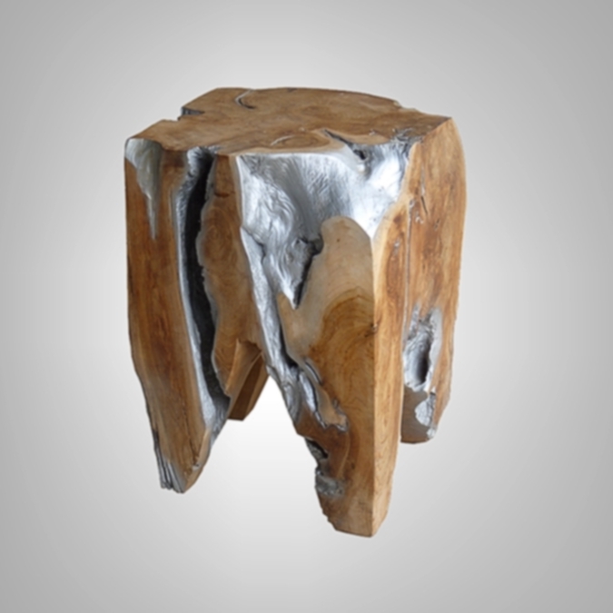 Stool Log Square Silver
